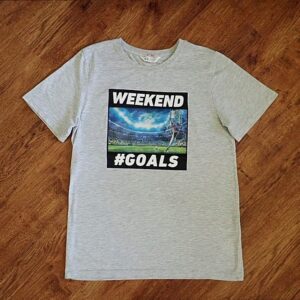 Size 14/15 H&M 'Articulated Goal Strike' Grey Tee EUC