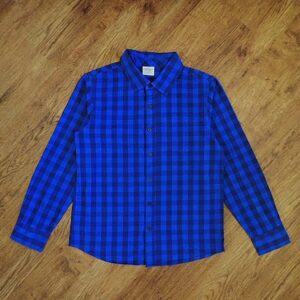 Size 14 Emerson Junior Blue Plain Check Long Sleeve Shirt EUC